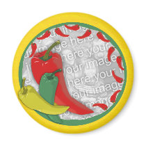 Chili Pepper Group Circle Frame2 magnets by AryadnaDesign Chili Pepper Group Circle Frame2 magnets