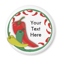 Chili Pepper Group Circle Frame3 magnets by AryadnaDesign Chili Pepper Group Circle Frame3 magnets