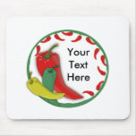 Chili Pepper Group Circle Frame3 Mouse Mat