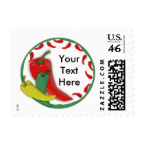 Chili Pepper Group Circle Frame3 postage by AryadnaDesign Chili Pepper Group Circle Frame3 postage
