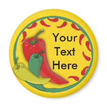 Chili Pepper Group Circle Frame magnets by AryadnaDesign Chili Pepper Group Circle Frame magnets