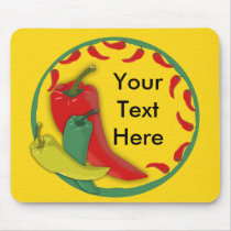 Chili Pepper Group Circle Frame mousepads by AryadnaDesign Chili Pepper Group Circle Frame mousepads