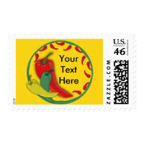 Chili Pepper Group Circle Frame postage by AryadnaDesign Chili Pepper Group Circle Frame postage