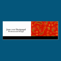 Chili Pepper Red and Lime Green Paisley Pattern business cards