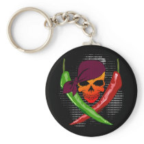 Chili Pepper Skull & Cross-Peppers $8.95 Key Chain