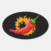 Chili pepper with flame stickers