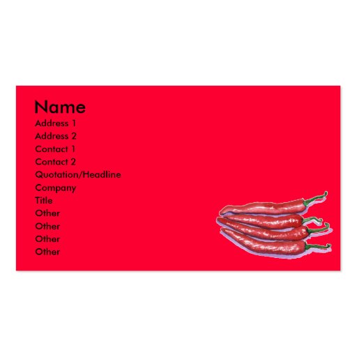 Chili Peppers Business Cards (front side)
