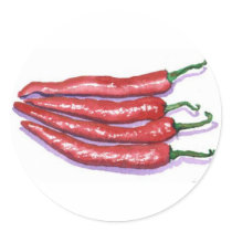 Chili Peppers Round Stickers by mozache Chili Peppers Round Stickers