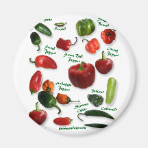 Chili Varieties Refrigerator Magnets