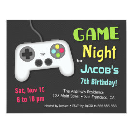 Chill Boys Video Game Night Birthday Party 4.25x5.5 Paper Invitation Card