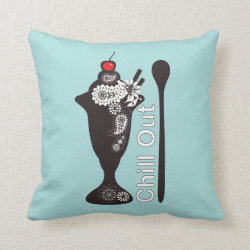 Chill Out - Paisley Ice Cream Sundae Girly Cute Throw Pillow