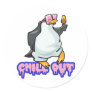 chill out penguin round stickers
