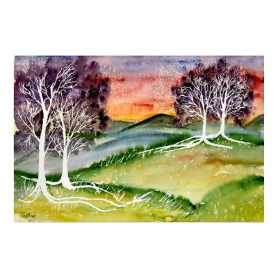chills 2 surreal landscape watercolor poster print by dereklovessheila