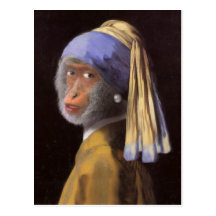 Chimp With The Pearl Earring Post Card