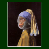 Chimp With The Pearl Earring postcards