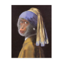 Chimp with the Pearl Earring postcards by SpoofingTheArts Chimp with the Pearl Earring postcards