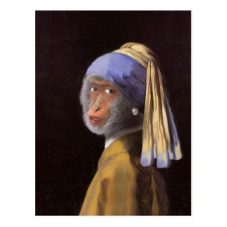 Chimp With The Pearl Earring Postcard