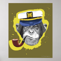 Chimpanzee Smoking Pipe Print