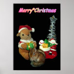 Chimunks Christmas , squirrel . シマリスのクリスマス . Poste Poster