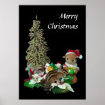 Chimunks Christmas , squirrel . シマリスのクリスマス . Poste Poster