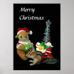 Chimunks Christmas , squirrel . シマリスのクリスマス . Poste Poster