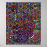 China Dragon Abstract Quilt Posters