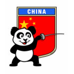 This cute panda loves fencing. Panda has his foil ready for a fencing match! This cute fencing panda shirt with a large flag of China is a great gift for fencers or fencing fans!