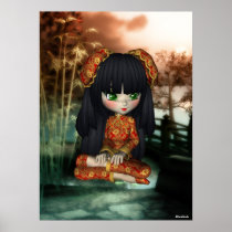 China Girl Beautiful Orient Print