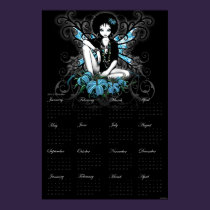 China Gothic Teal Retro Flower Fairy 2012 Calendar posters