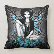 China Gothic Teal Retro Flower Fairy Throw Pillow american mojo pillows