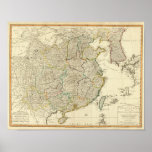 China, Korea atlas map Poster