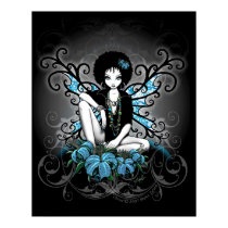 China Retro Teal Lilly Afro Fae Poster posters