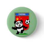This adorable little panda is too cute! He's featured in front of a large flag from China and ready to play football and score some goals. This cute design is perfect for football players and soccer fans.