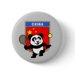 This adorable little panda loves to get out on the court and hits some balls. Panda plays in front of a large flag of China. This is a great design for anyone who loves to play tennis, watch tennis or just loves cute pandas.