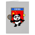 This adorable little panda loves to get out on the court and hits some balls. Panda plays in front of a large flag of China. This is a great design for anyone who loves to play tennis, watch tennis or just loves cute pandas.