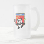 This adorable little panda loves to get out on the court and hits some balls. Panda plays in front of a large flag of China. This is a great design for anyone who loves to play tennis, watch tennis or just loves cute pandas.