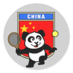 This adorable little panda loves to get out on the court and hits some balls. Panda plays in front of a large flag of China. This is a great design for anyone who loves to play tennis, watch tennis or just loves cute pandas.