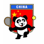 This adorable little panda loves to get out on the court and hits some balls. Panda plays in front of a large flag of China. This is a great design for anyone who loves to play tennis, watch tennis or just loves cute pandas.