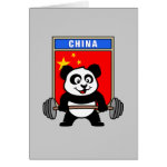 This cute bodybuilding panda loves weightlifting. He stands in front of a large flag of China. Look how easy he lifts that heavy barbell loaded with weight plates. This design is too cute. Great gifts here for anyone from China who loves weightlifting.