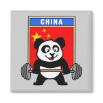 This cute bodybuilding panda loves weightlifting. He stands in front of a large flag of China. Look how easy he lifts that heavy barbell loaded with weight plates. This design is too cute. Great gifts here for anyone from China who loves weightlifting.
