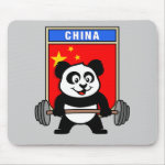 This cute bodybuilding panda loves weightlifting. He stands in front of a large flag of China. Look how easy he lifts that heavy barbell loaded with weight plates. This design is too cute. Great gifts here for anyone from China who loves weightlifting.