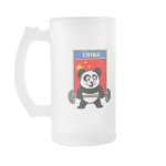 This cute bodybuilding panda loves weightlifting. He stands in front of a large flag of China. Look how easy he lifts that heavy barbell loaded with weight plates. This design is too cute. Great gifts here for anyone from China who loves weightlifting.