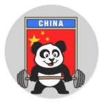 This cute bodybuilding panda loves weightlifting. He stands in front of a large flag of China. Look how easy he lifts that heavy barbell loaded with weight plates. This design is too cute. Great gifts here for anyone from China who loves weightlifting.