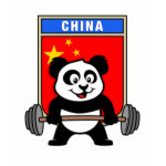 This cute bodybuilding panda loves weightlifting. He stands in front of a large flag of China. Look how easy he lifts that heavy barbell loaded with weight plates. This design is too cute. Great gifts here for anyone from China who loves weightlifting.