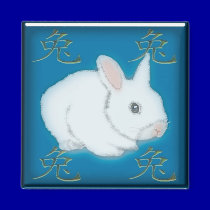 chinese astrology rabbit -blue magnets
