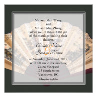 Chinese bamboo and silk fan wedding personalized invite