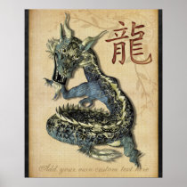 Chinese Blue Dragon Custom Print