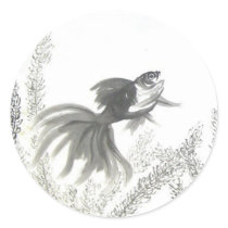 Chinese Bubble Eye Goldfish Fine Art Stickers stickers