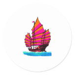 Chinese chuán Junk Ship Magenta Orange jGibney The Round Stickers