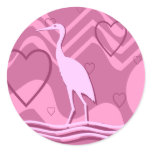 Chinese Crane Envelope Sealer - Purples and Pinks Round Stickers